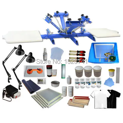 4 Color 2 Station T-shirt Silk Screen Printing Press kit Exposure Unit & Material & inks supply full set diy package
4 Color 2 Station T-shirt Silk Screen Printing Press kit Exposure Unit & Material & inks supply full set diy package
