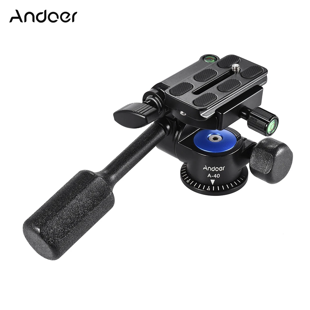 Andoer A-40 3 Way Camera Tripod Head Aluminum 360 Panoramic Photographic Damping Head for Canon Nikon Sony Tripod Monopod Slider
Andoer A-40 3 Way Camera Tripod Head Aluminum 360 Panoramic Photographic Damping Head for Canon Nikon Sony Tripod Monopod Slider