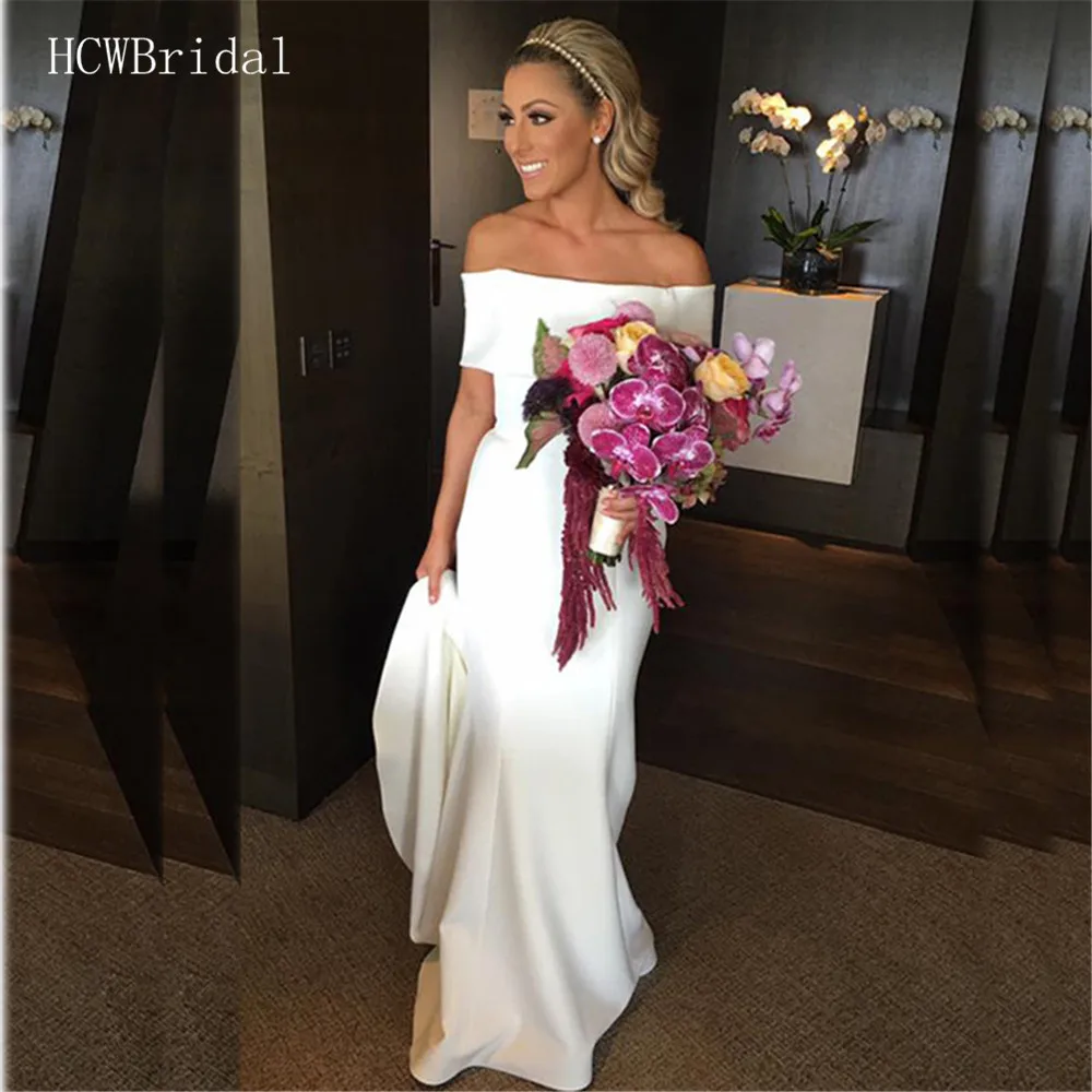2019 Simple Mermaid Wedding Dress Short Sleeve Boat Neck Sweep Train White Satin Bridal Dresses Cheap Vestido De Casamento
2019 Simple Mermaid Wedding Dress Short Sleeve Boat Neck Sweep Train White Satin Bridal Dresses Cheap Vestido De Casamento