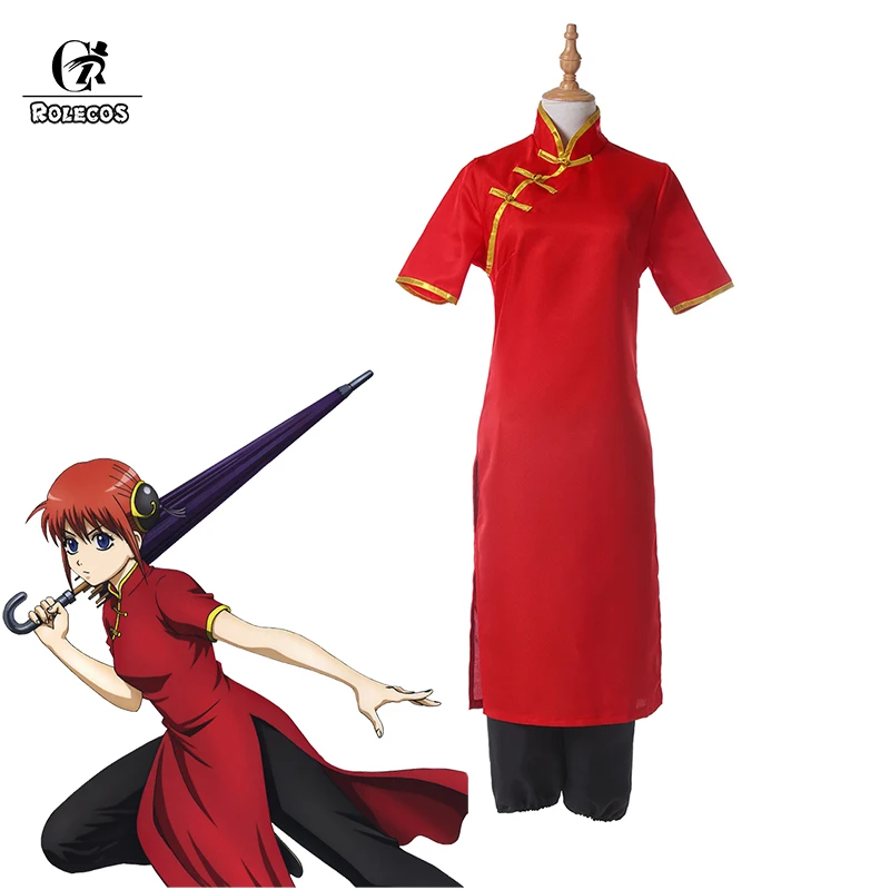 ROLECOS Gintama Kagura костюм для косплея Cheongsam Китайский традиционный Костюм Womne платье и