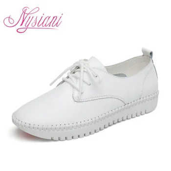 Nysiani Leather Flat Casual Loafers Round Toe