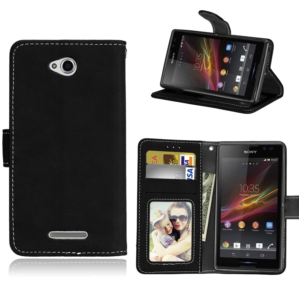 Чехол книжка для Sony Xperia C S39H C2305 кожаный чехол бумажник грязеотталкивающий