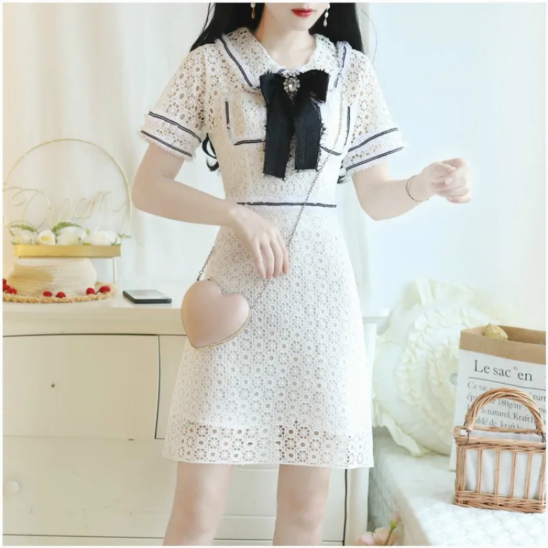 2019 New Sweet Summer Lace Mini Dress Women Sweet Short Sleeve Patchwork Turn-down Collar Bow Ladies Party Dress Vestidos
2019 New Sweet Summer Lace Mini Dress Women Sweet Short Sleeve Patchwork Turn-down Collar Bow Ladies Party Dress Vestidos