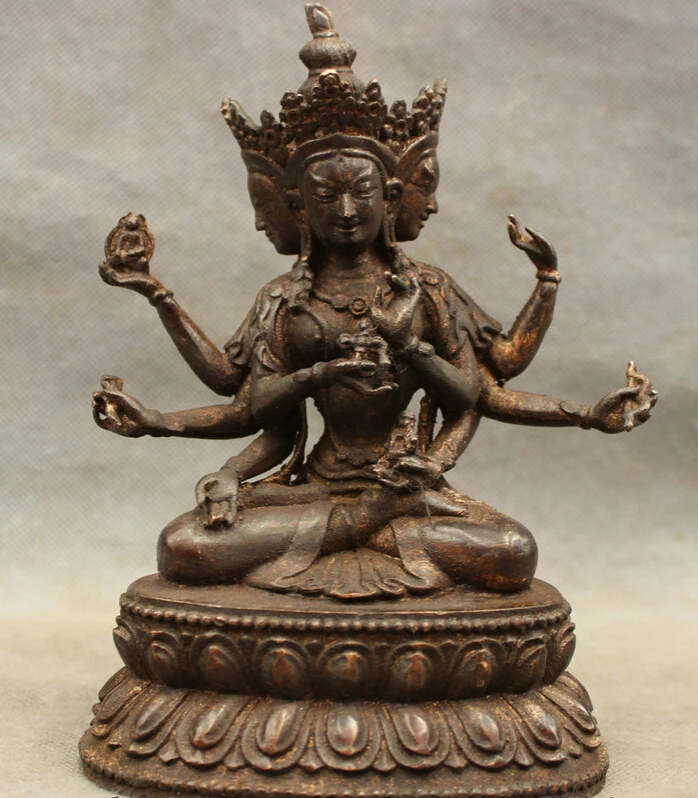 song voge gem S4229 Old Tibet Bronze Vajra 3 Head 8 Arms Namgyalma & Ushnishavijaya Buddha Statue
song voge gem S4229 Old Tibet Bronze Vajra 3 Head 8 Arms Namgyalma & Ushnishavijaya Buddha Statue
