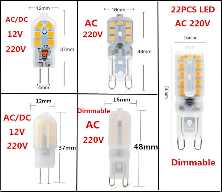 G4 G9 LED 3W 6W dimmable LED Bulb AC 220V 110V 12V SMD 2835 Spotlight Chandelier High Quality Lighting Replace Halogen Lamps
G4 G9 LED 3W 6W dimmable LED Bulb AC 220V 110V 12V SMD 2835 Spotlight Chandelier High Quality Lighting Replace Halogen Lamps