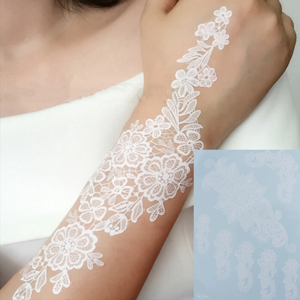 

White Tattoo Inspired StickerDecals Stickers Henna Lace Ink Fashion Body Art Water Transfer Face Body Painting Body Paint Flash