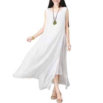 Summer Literary Large Size Dress Casual Sleeveless Cotton Linen Dress Fairy White Vest Irregular Long Dress Women aa670
Summer Literary Large Size Dress Casual Sleeveless Cotton Linen Dress Fairy White Vest Irregular Long Dress Women aa670