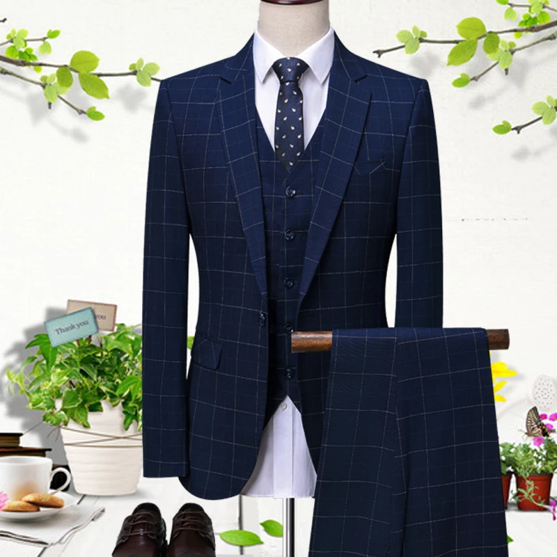 2018 Blue lattice men suit Groomsmen Suits Slim Fit wedding suits for men Prom Dinner Suit Groom Tuxedos costume homme mariage
2018 Blue lattice men suit Groomsmen Suits Slim Fit wedding suits for men Prom Dinner Suit Groom Tuxedos costume homme mariage