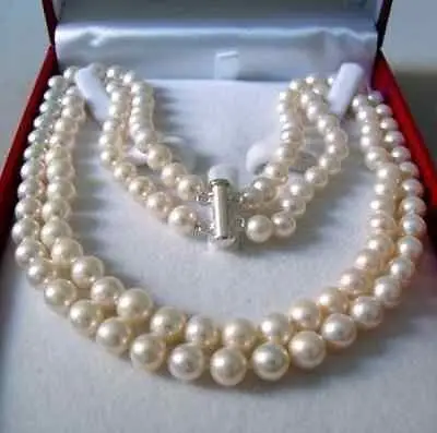 2 Rows 8-9 MM AKOYA SALTWATER PEARL NECKLACE / Free Shipping |