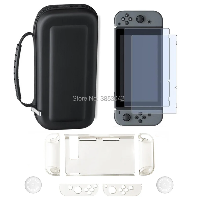 8 in 1 Accessories for Nintend Switch Console Joy Con Grips Hard Shell Cases Cover Bag and Tempered Glass Screen Protector Film
8 in 1 Accessories for Nintend Switch Console Joy Con Grips Hard Shell Cases Cover Bag and Tempered Glass Screen Protector Film