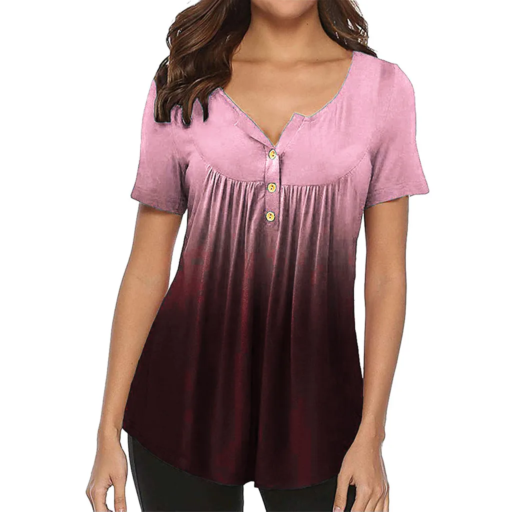 T Shirt Women Gradient Row Pleats Button Ruched Short Sleeve T-Shirt Ropa Mujer Verano Tops Tee Shirt Femme Women T-Shirt
T Shirt Women Gradient Row Pleats Button Ruched Short Sleeve T-Shirt Ropa Mujer Verano Tops Tee Shirt Femme Women T-Shirt