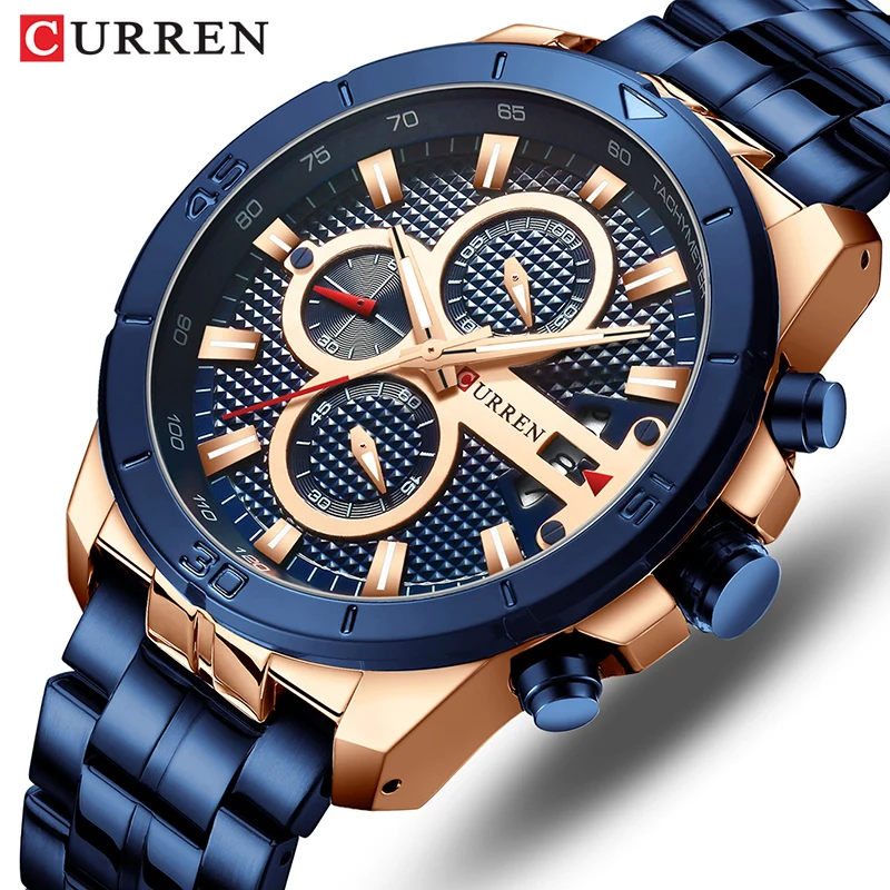 CURREN Top Luxury Brand Blue Steel Men Watches Analogue Quartz Business Wristwatch Chronograph Calendar Clock Relogio Masculino
CURREN Top Luxury Brand Blue Steel Men Watches Analogue Quartz Business Wristwatch Chronograph Calendar Clock Relogio Masculino