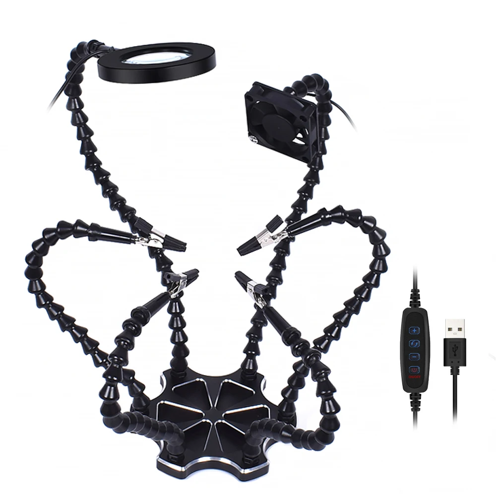 GEYOTAR Helping Hand Soldering Multi Third Pana Hand With 3X Magnifying Glass USB DC Fan PCB Welding Repair Station
GEYOTAR Helping Hand Soldering Multi Third Pana Hand With 3X Magnifying Glass USB DC Fan PCB Welding Repair Station