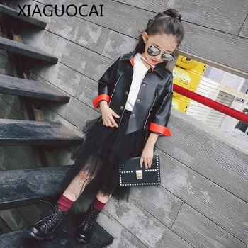 XiaGuoCai 2019 fashion Girls baby pu Leather jacket coat Spring Autumn children clothes turn-down collar Outwear Costume k221 27 
XiaGuoCai 2019 fashion Girls baby pu Leather jacket coat Spring Autumn children clothes turn-down collar Outwear Costume k221 27