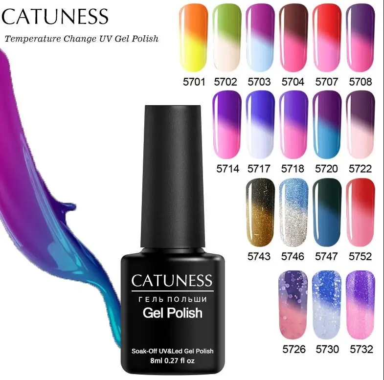Catuness Soak Off настроение Цвет Температура Изменить Светодиодный УФ гель Лаки для