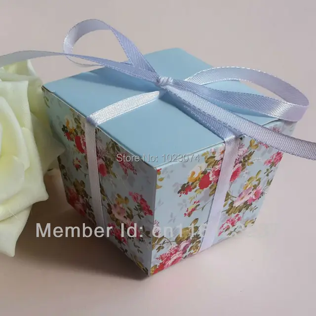 with white ribbon wedding party baby shower favors gift boxes