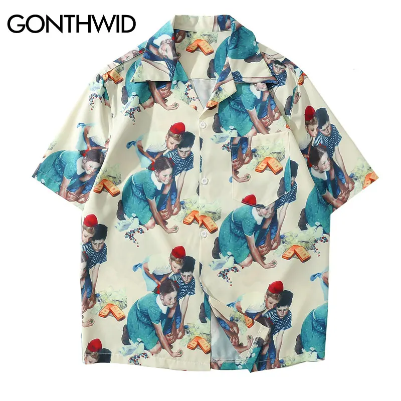GONTHWID Vintage Painting Print Shirts Summer Fashion Casual Hawaii Beach Aloha Party Shirt Streetwear Men Short Sleeve Shirts
GONTHWID Vintage Painting Print Shirts Summer Fashion Casual Hawaii Beach Aloha Party Shirt Streetwear Men Short Sleeve Shirts