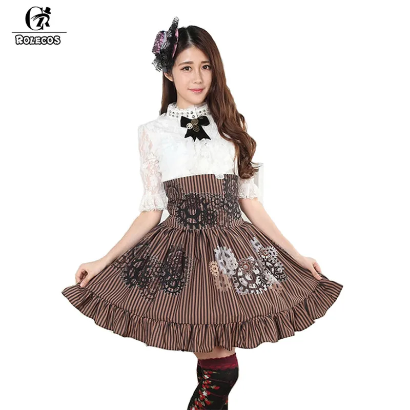 ROLECOS Steampunk Lolita Skirt For Women Black/White Gears Punk Short Skirt Female High Waist Lacing Printing Skirt With Ruffle
ROLECOS Steampunk Lolita Skirt For Women Black/White Gears Punk Short Skirt Female High Waist Lacing Printing Skirt With Ruffle