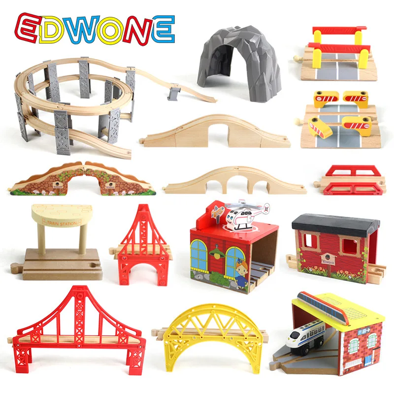 Деревянная трек железнодорожный мост аксессуары Обучающие игрушки туннель