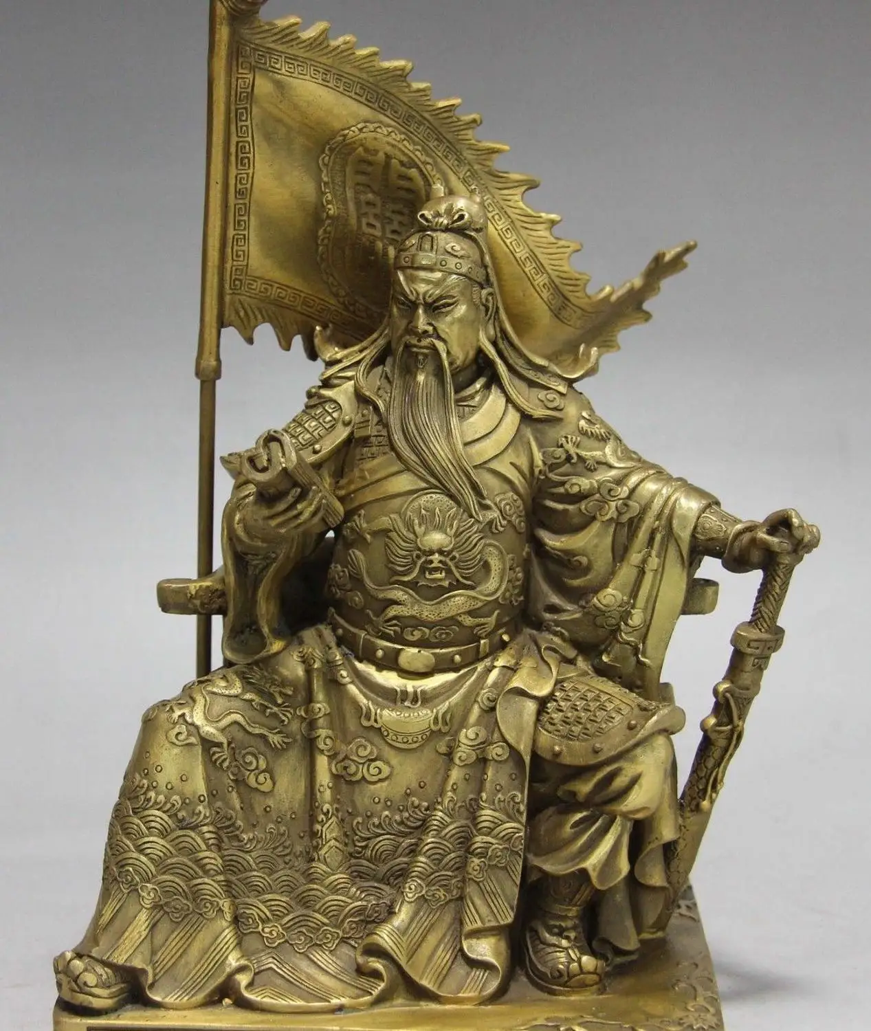 9 Chinese Brass Copper Leader Dragon sit Reading Guan Gong GuanYu Warrior Statue
9 Chinese Brass Copper Leader Dragon sit Reading Guan Gong GuanYu Warrior Statue