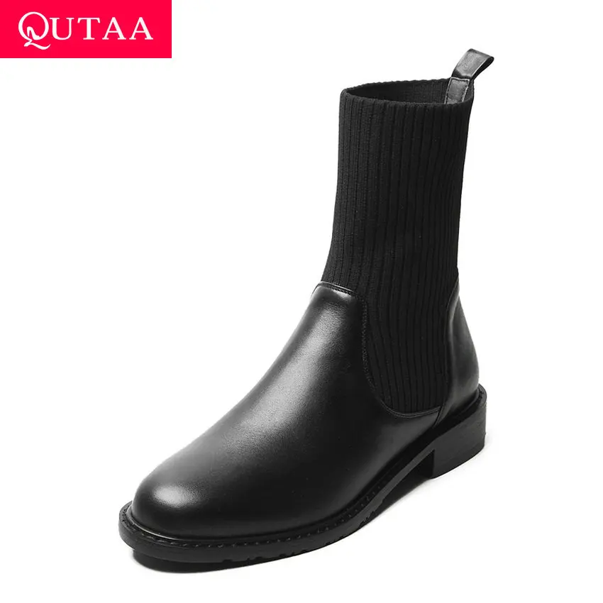 QUTAA 2020 Cow Leather Knitting Slip on Fashion Short Boots Autumn Winter Casual Comfort Low Heel Women Ankle Boots Size 34-39
QUTAA 2020 Cow Leather Knitting Slip on Fashion Short Boots Autumn Winter Casual Comfort Low Heel Women Ankle Boots Size 34-39