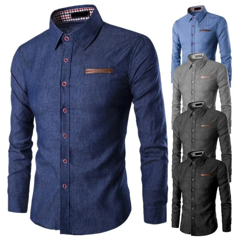 ZOGAA Spring Autumn Men Shirt Long Sleeve Casual Slim Fit Shirts Men Pure Color Button Cotton Denim Shirt for Men Clothing 2019
ZOGAA Spring Autumn Men Shirt Long Sleeve Casual Slim Fit Shirts Men Pure Color Button Cotton Denim Shirt for Men Clothing 2019
