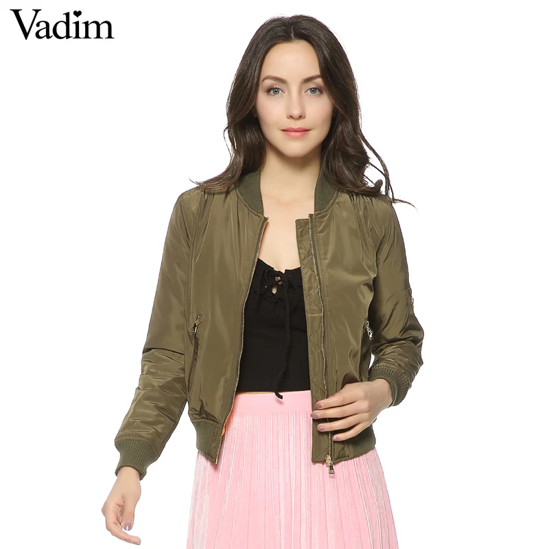 Women basic bomber jacket padded quilting winter coat long sleeve vintage pockets outerwear casual tops CT1195
Women basic bomber jacket padded quilting winter coat long sleeve vintage pockets outerwear casual tops CT1195