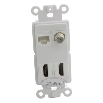 Inner wall plate 2 ports HDMI, 1 port CAT6 RJ45, 1 port F head TV with keystone style and support DIY
Inner wall plate 2 ports HDMI, 1 port CAT6 RJ45, 1 port F head TV with keystone style and support DIY