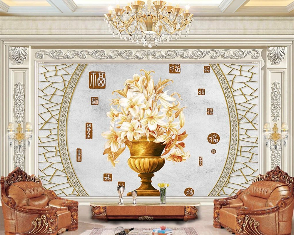 Beibehang Custom wallpaper hand-painted vase flower arrangement lily wedding room living room TV background walls 3d wallpaper
Beibehang Custom wallpaper hand-painted vase flower arrangement lily wedding room living room TV background walls 3d wallpaper