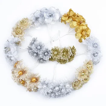 6PCS Artificial flowers Gold silver Christmas new Year decorative flowers wedding home decoration accessories wreath Fake plants
6PCS Artificial flowers Gold silver Christmas new Year decorative flowers wedding home decoration accessories wreath Fake plants