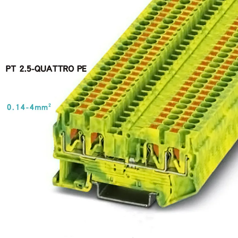 Phoenix Type Fast Wiring Quick Connector Din Rail Combined Push in Spring Screwless Earth Ground Terminal Block PT2.5 QUATTRO-PE
Phoenix Type Fast Wiring Quick Connector Din Rail Combined Push in Spring Screwless Earth Ground Terminal Block PT2.5 QUATTRO-PE
