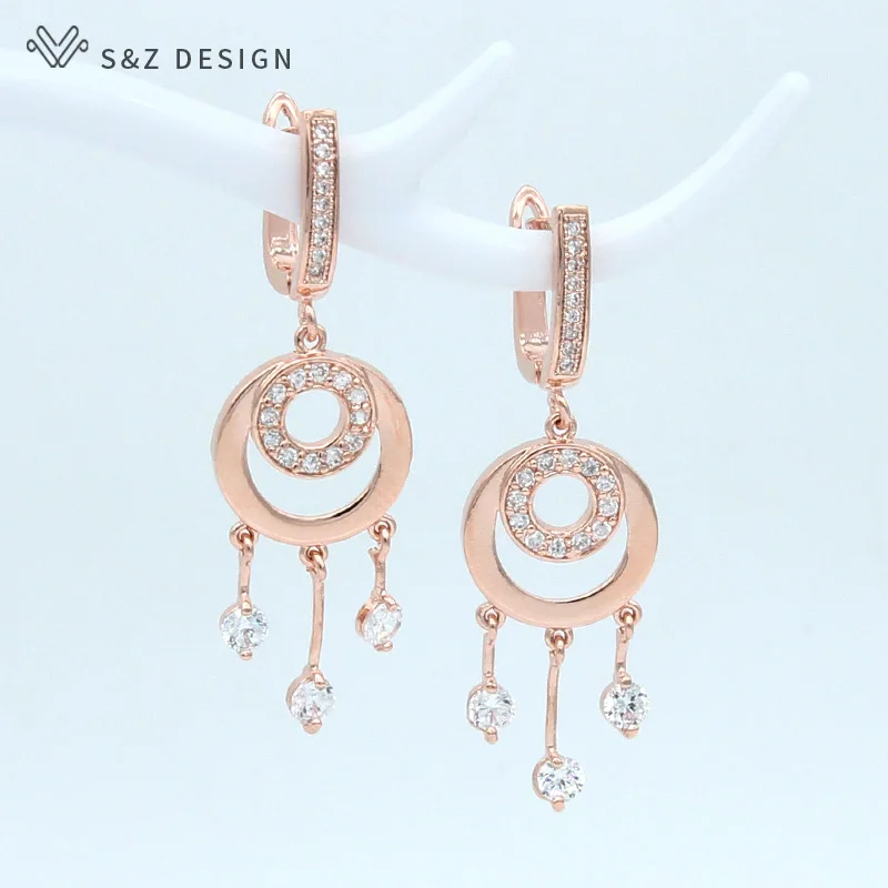 S&Z Circle Micro Set Short 585 Rose Gold Cubic Zirconia Dangle Earrings For Women Fine Wedding South Korea Fashion Jewelry
S&Z Circle Micro Set Short 585 Rose Gold Cubic Zirconia Dangle Earrings For Women Fine Wedding South Korea Fashion Jewelry
