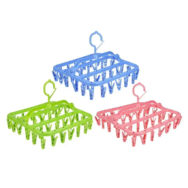 32 Clips Portable Socks Hanger Rack Multi-function Drying Storage Hangers Holder Three colors
32 Clips Portable Socks Hanger Rack Multi-function Drying Storage Hangers Holder Three colors