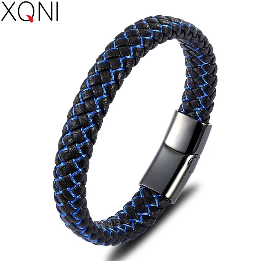 XQNI Fashion Design Stripe Blue Color New Classic Stereo Technology Genuine Leather Bracelet For Men Marry Christmas Gift Sale
XQNI Fashion Design Stripe Blue Color New Classic Stereo Technology Genuine Leather Bracelet For Men Marry Christmas Gift Sale