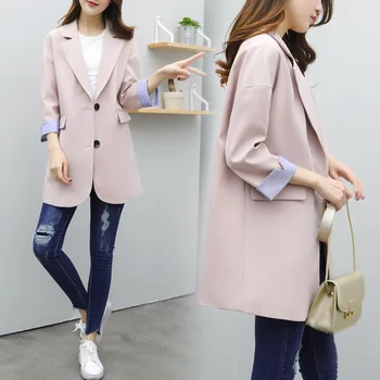 women basic notched collar solid blazer beading pearl pockets candy colors female retro casual outwea
women basic notched collar solid blazer beading pearl pockets candy colors female retro casual outwea