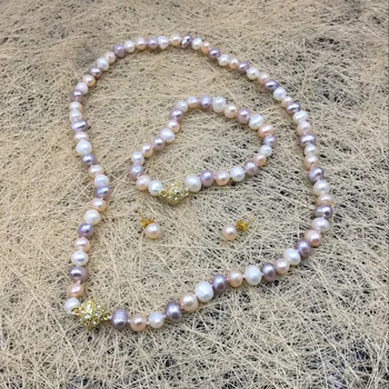 Jewelry Sets 100% Real 7-8mm White Yellow Purple Sea South Pearl Necklace Bracelet Earrings Natural Stone 18'' Wholesale Price
Jewelry Sets 100% Real 7-8mm White Yellow Purple Sea South Pearl Necklace Bracelet Earrings Natural Stone 18'' Wholesale Price