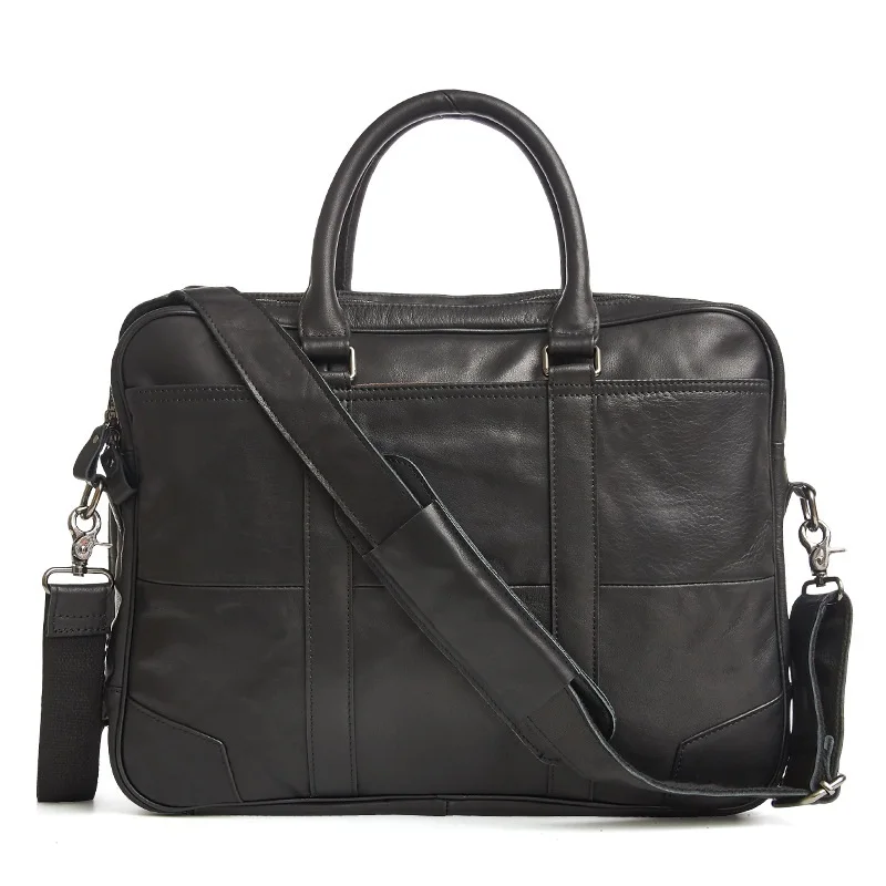 Fashion Men Vintage Tote Shoulder Bag Genuine Leather Laptop Bag for Business Work, Pure Black / Brown 
Fashion Men Vintage Tote Shoulder Bag Genuine Leather Laptop Bag for Business Work, Pure Black / Brown