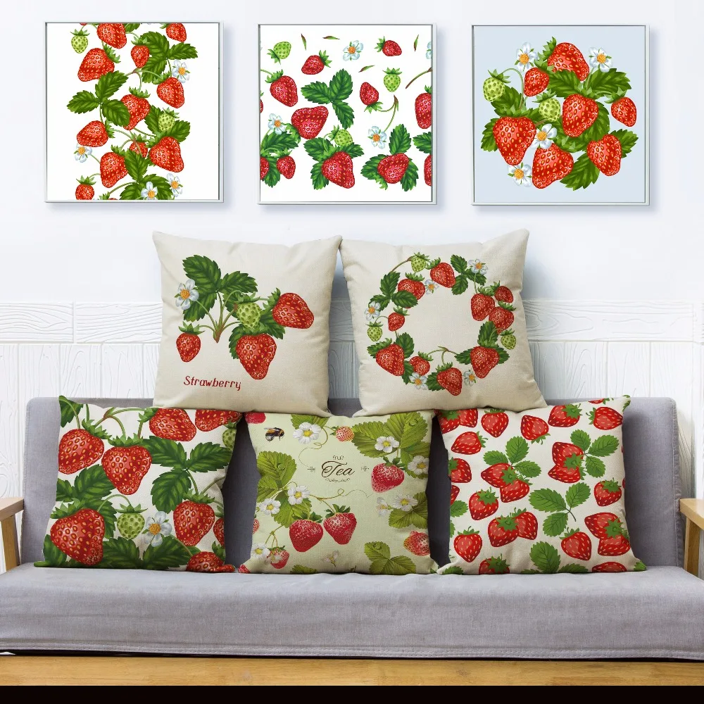 Fresh Strawberry Print Throw Pillow Cover 45*45cm Square Cushion Covers Linen Pillows Cases Sofa Home Decor Pillow Case
Fresh Strawberry Print Throw Pillow Cover 45*45cm Square Cushion Covers Linen Pillows Cases Sofa Home Decor Pillow Case