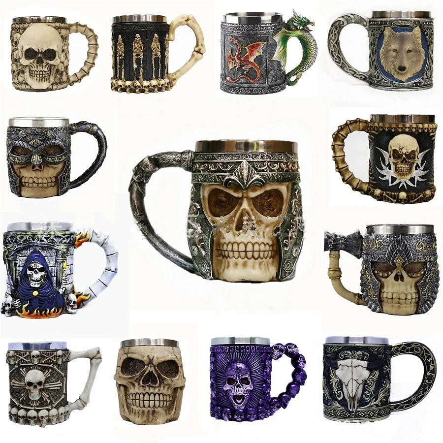 3D Coffee cup mug cup Striking Warrior Tankard Viking Skull Double Wall Halloween Creative Cups Resin double stainless steel
3D Coffee cup mug cup Striking Warrior Tankard Viking Skull Double Wall Halloween Creative Cups Resin double stainless steel