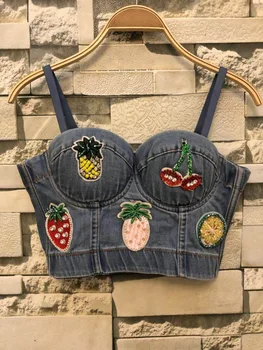2019 New Cowboy Beads Push Up Denim Bustier Crop Top Women Ripped Sexy Cropped Feminino Strappy Bralette Bras Camis Tops
2019 New Cowboy Beads Push Up Denim Bustier Crop Top Women Ripped Sexy Cropped Feminino Strappy Bralette Bras Camis Tops