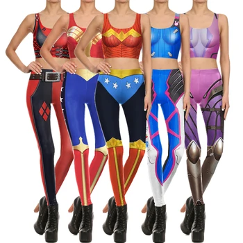 New Women's Vest and Leggings Super Heros Wonder Woman Deadpool Cosplay Costumes Summer Sexy Slim Crop Tops Print Pants Bodysuit
New Women's Vest and Leggings Super Heros Wonder Woman Deadpool Cosplay Costumes Summer Sexy Slim Crop Tops Print Pants Bodysuit