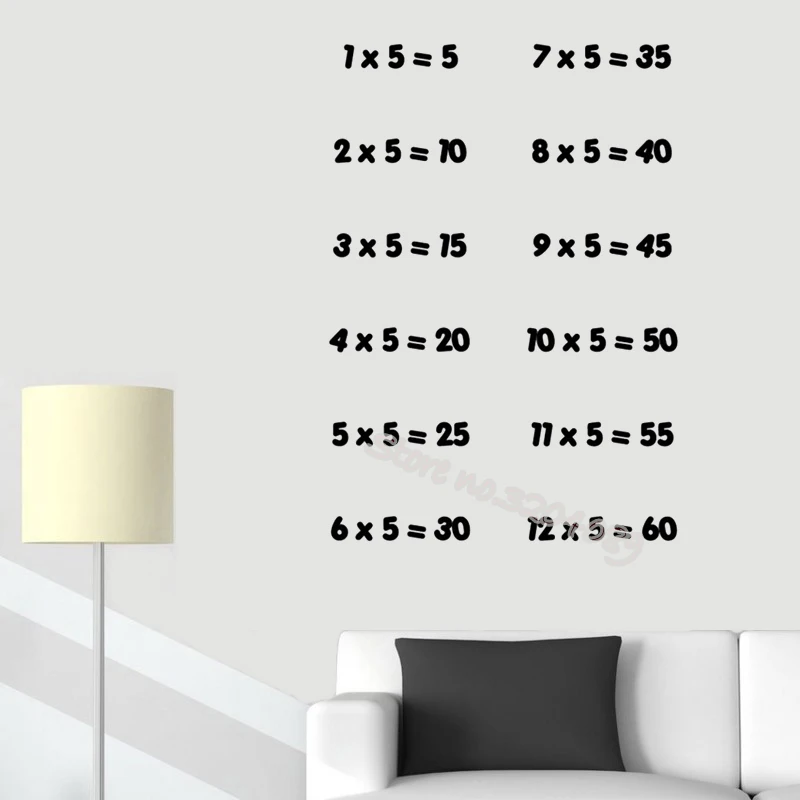 Number 5 Times Math Multiplication table Wall Sticker Removable Child Baby Room poster Nursery Elementary school Decal EB155
Number 5 Times Math Multiplication table Wall Sticker Removable Child Baby Room poster Nursery Elementary school Decal EB155