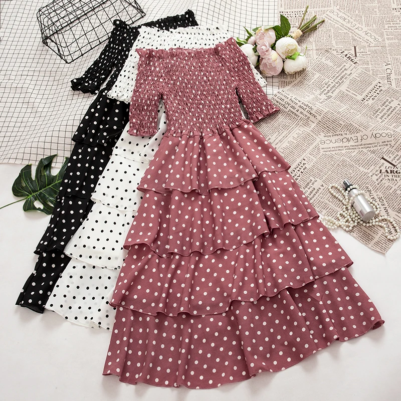 SKOONHEID Off Shoulder Dot Dress Women Bohemian short sleeves chiffon sundress summer vintage tiered dress beach midi long dress
SKOONHEID Off Shoulder Dot Dress Women Bohemian short sleeves chiffon sundress summer vintage tiered dress beach midi long dress