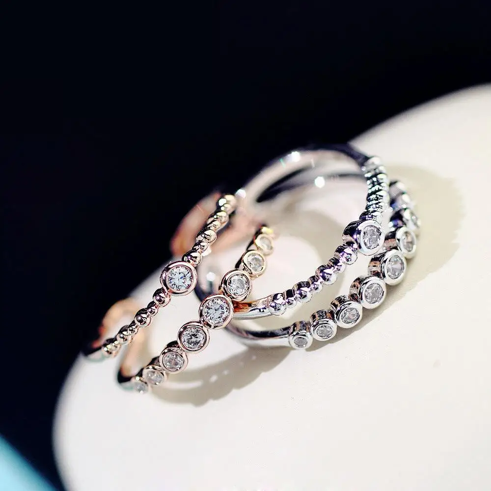 Micro pave double layer white/rose gold ring women fashion jewelry wholesale gift free shipping
Micro pave double layer white/rose gold ring women fashion jewelry wholesale gift free shipping