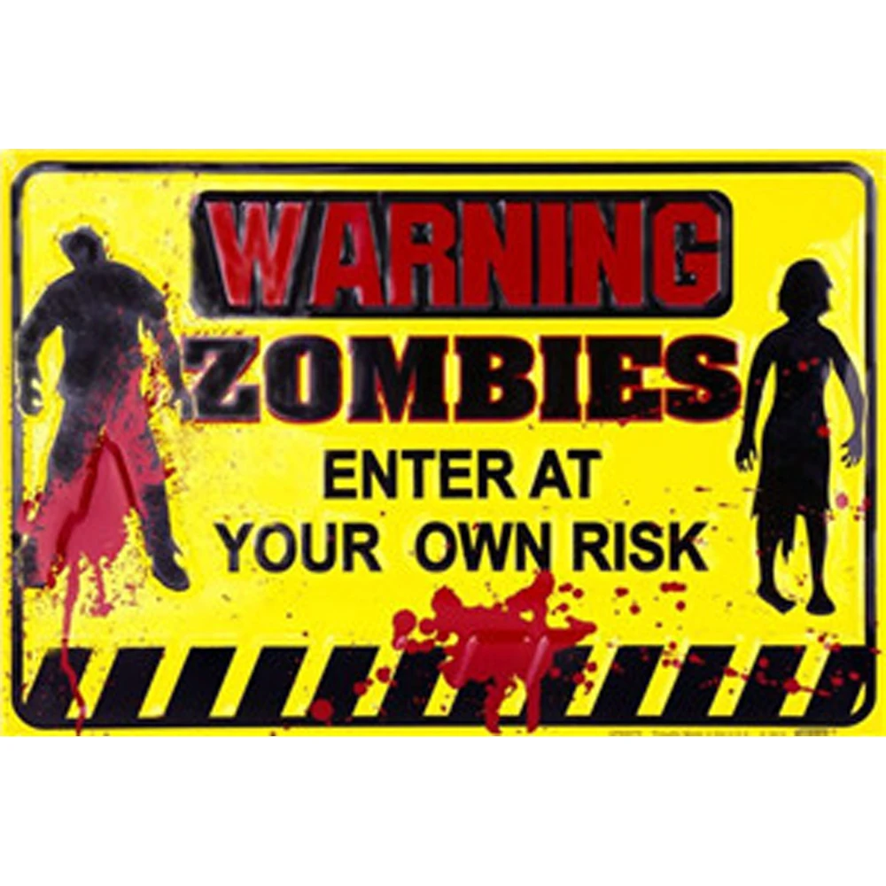 Warning Zombies Vintage Metal Plate Tin Signs Wall Poster Decals Plate Painting Bar Club Pub Home Decor Wall 1001(495)
Warning Zombies Vintage Metal Plate Tin Signs Wall Poster Decals Plate Painting Bar Club Pub Home Decor Wall 1001(495)