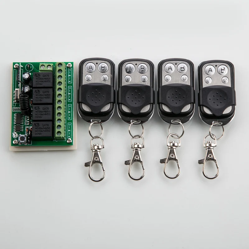 Universal DC12V 4CH RF Wireless Remote Control switch Receiver + Transmitter 315/433mhz power on and off control
Universal DC12V 4CH RF Wireless Remote Control switch Receiver + Transmitter 315/433mhz power on and off control