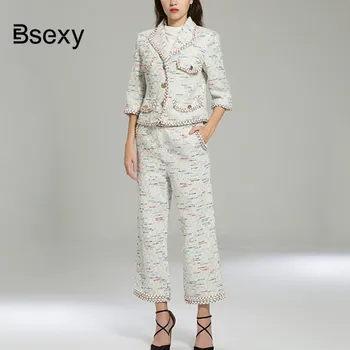 Office Lady two piece Tweed Set Women Crop Top Blazer Tweed Jacket and Wide pants Sets Autumn Winter Outfit Coat trousers suits
Office Lady two piece Tweed Set Women Crop Top Blazer Tweed Jacket and Wide pants Sets Autumn Winter Outfit Coat trousers suits