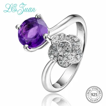 L&zuan 1.66ct Natural Amethyst Ring for Woman in 925 Sterling Silver Prong Setting Floral Ring White CZ Fine Jewelry Gift 
L&zuan 1.66ct Natural Amethyst Ring for Woman in 925 Sterling Silver Prong Setting Floral Ring White CZ Fine Jewelry Gift