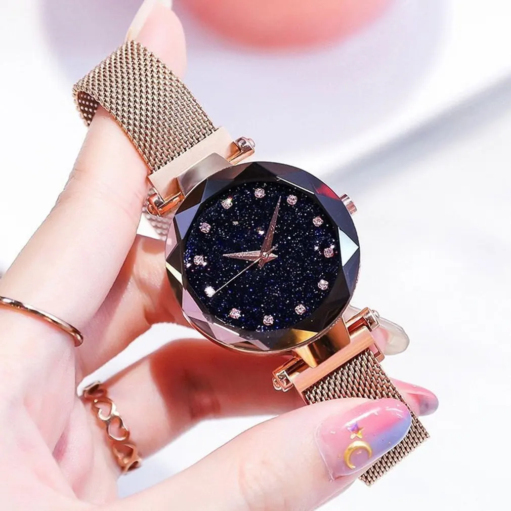 Women's Quartz Watches Starry Sky Pattern Simple Mesh Steel Bracelet Wrist Watch Magnet Strap Fashion Luxury Ladies Dress Clock
Women's Quartz Watches Starry Sky Pattern Simple Mesh Steel Bracelet Wrist Watch Magnet Strap Fashion Luxury Ladies Dress Clock