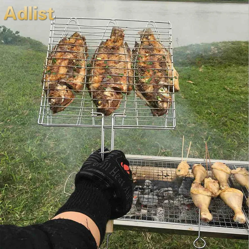 BBQ Accessories Fish Grill Net Barbecue Grilling Fish Rack Non-stick Triple Fish Grilling Basket Wood Handle Barbecue Tool
BBQ Accessories Fish Grill Net Barbecue Grilling Fish Rack Non-stick Triple Fish Grilling Basket Wood Handle Barbecue Tool
